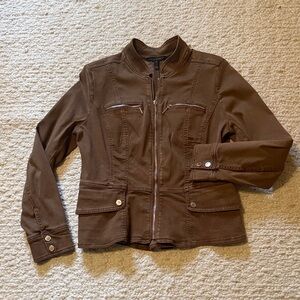 White House Black Market Brown Utility Zip Jacket